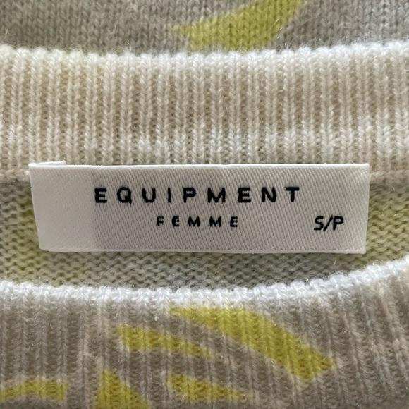 NWOT Equipment Rei Intarsia Cashmere Sweater in Chartreuse Small - Picture 6 of 11